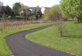 Turn right to follow the asphalt trail through the meadow..