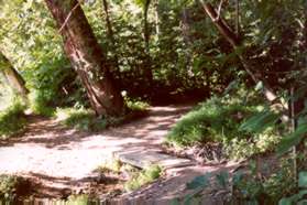 This small bridge marks the boundary of Riverbend Park.