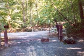 This vehicle barrier marks the end of the service road from Great Falls Park.