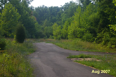 The trail passes a short asphalt strip on the right.  Continue straight on the present trail.