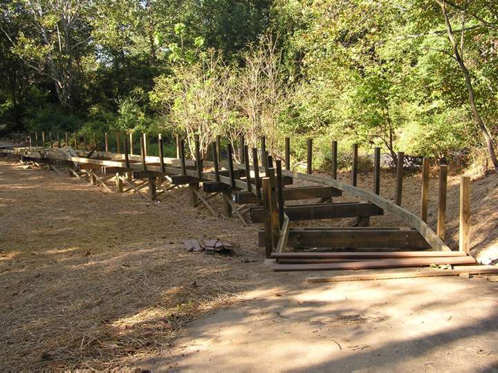 Support beams for boardwalk floor.