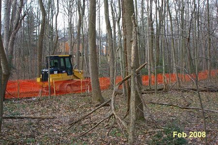 Construction equipment near second stream crossing.