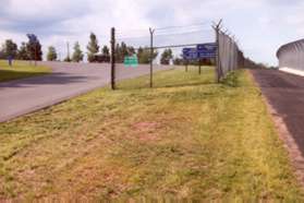 The trail passes the entrance to the Water Authority.