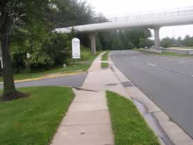 A bridge crosses Herndon Parkway. Turn left and follow the crused stone trail prior to that bridge.