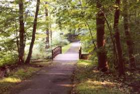 The path crosses a creek at the bottom of the next hill.