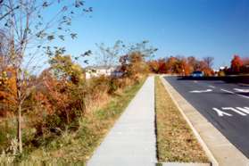 Walk on the sidewalk along the west side of Fountain Dr going north from New Dominion Pwy.