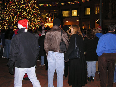 Christmas carolers at Fountain Square.